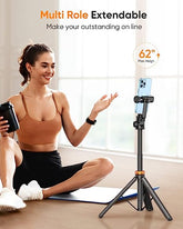 Newest iPhone Tripod Stand, Phone Tripod&Selfie Stick with Remote Shutter for Video Recording, Solidest Cell Phone Tripod Stand for iPhone Compatible iPhone 13Pro Max/12Pro/Samsung/DJI/GoPro seerbeauty