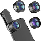 Upgraded 3 in 1 Phone Camera Lens kit-198° Fisheye Lens + Macro Lens + 120° Wide Angle Lens,Clip on Cell Phone Lens Kit Compatible with iPhone Samsung Android Smartphones seerbeauty