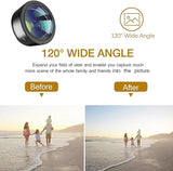 Upgraded 3 in 1 Phone Camera Lens kit-198° Fisheye Lens + Macro Lens + 120° Wide Angle Lens,Clip on Cell Phone Lens Kit Compatible with iPhone Samsung Android Smartphones seerbeauty
