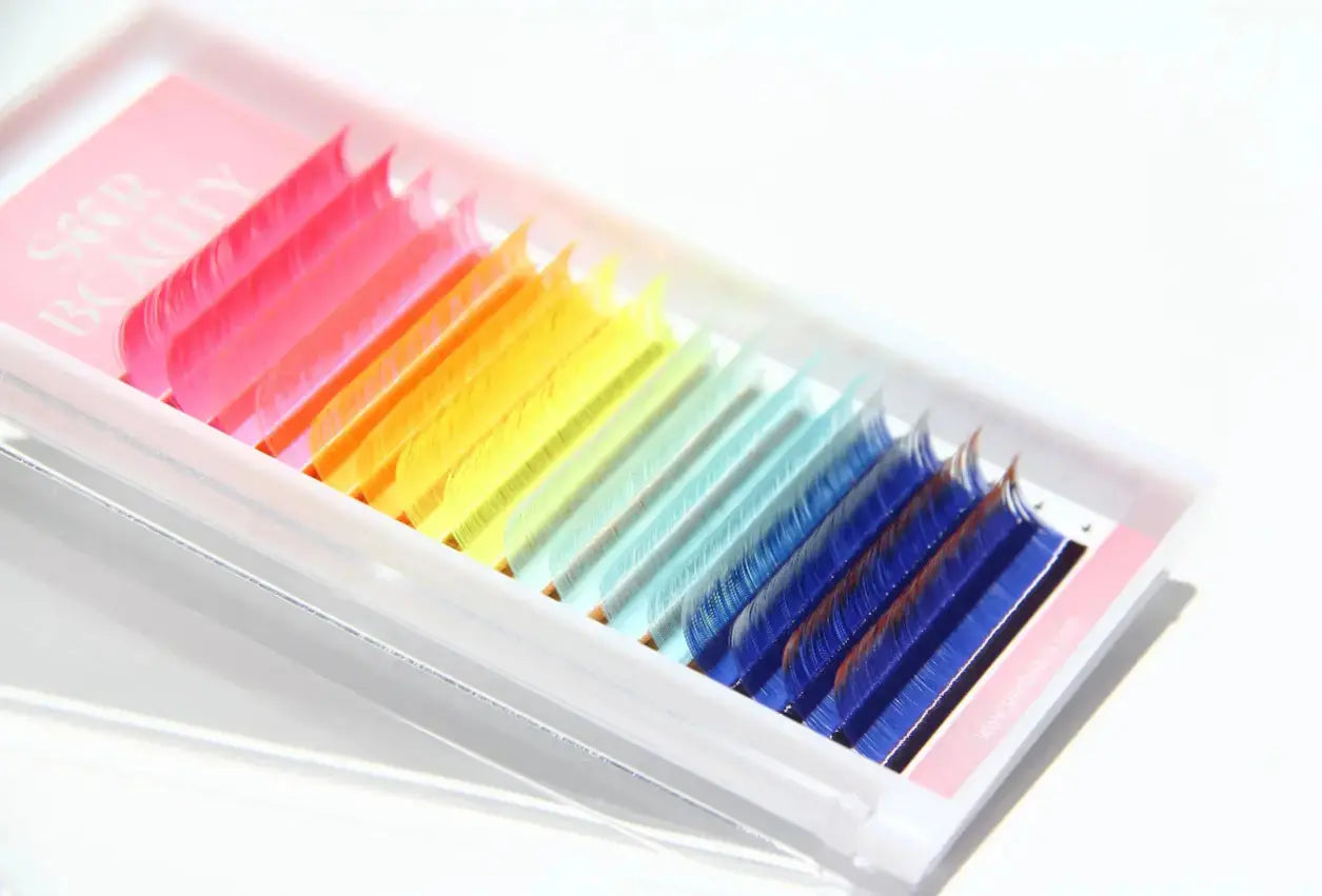 Mixed-colored Volume Eyelash Extensions (fluorescence) Redberry