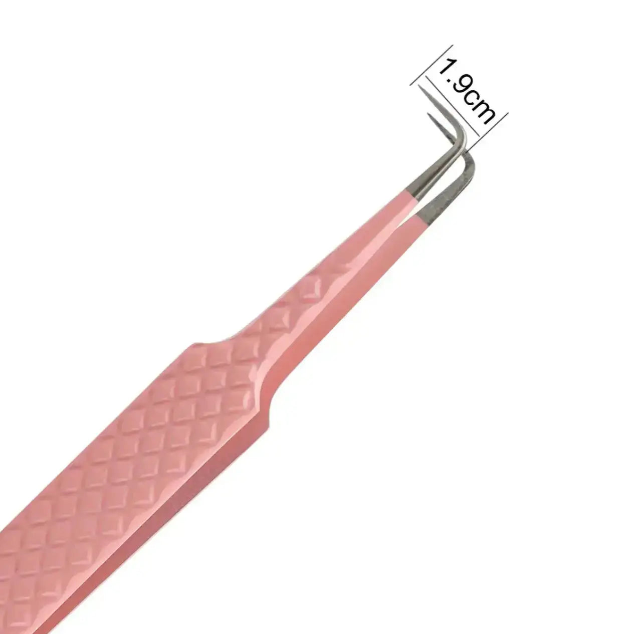 PINK-06 FIBER TIP Pink 90 Degree Tweezers seerbeauty