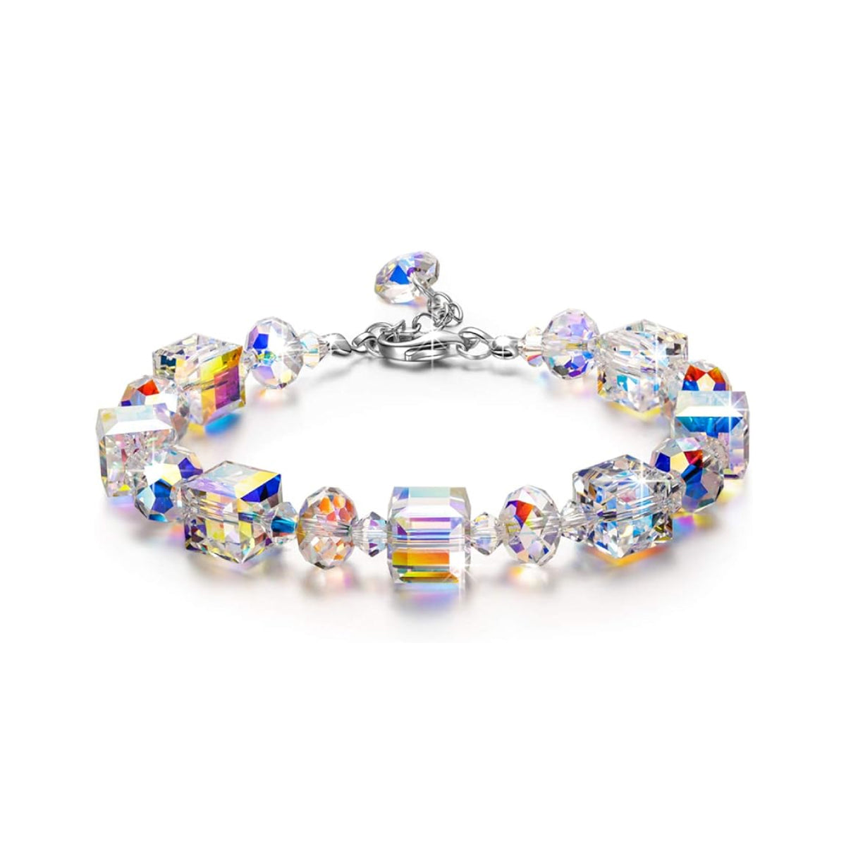 Sterling Silver Bracelets for Women Crystals Bracelet 7"+2" Extension seerbeauty