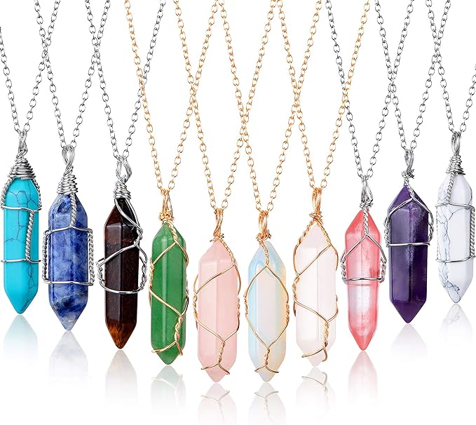 Healing Crystal Full Wire Wrap Gemstone Necklace seerbeauty