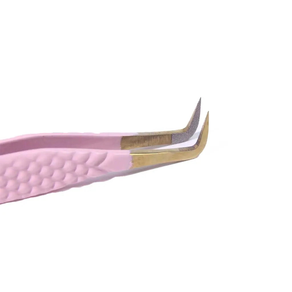 BP-02 FIBER TIP Baby Pink 90 Degree Tweezers seerbeauty