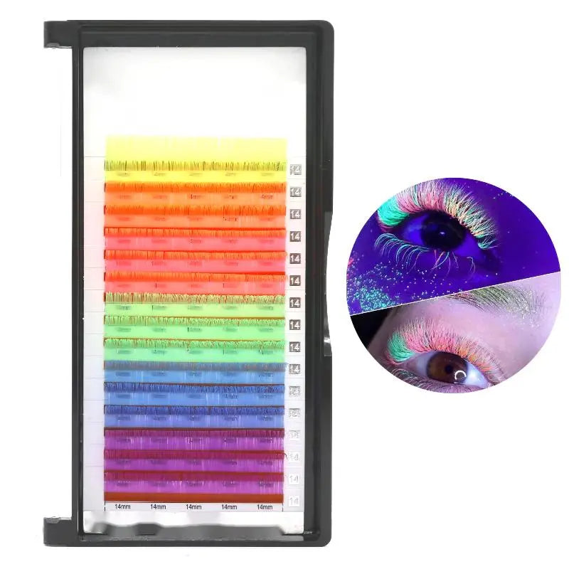 Glow Fluorescent Colorful Lashes Extension 0.07mm Redberry