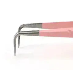 PINK-06 FIBER TIP Pink 90 Degree Tweezers seerbeauty