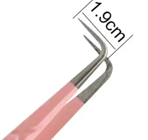 PINK-06 FIBER TIP Pink 90 Degree Tweezers seerbeauty